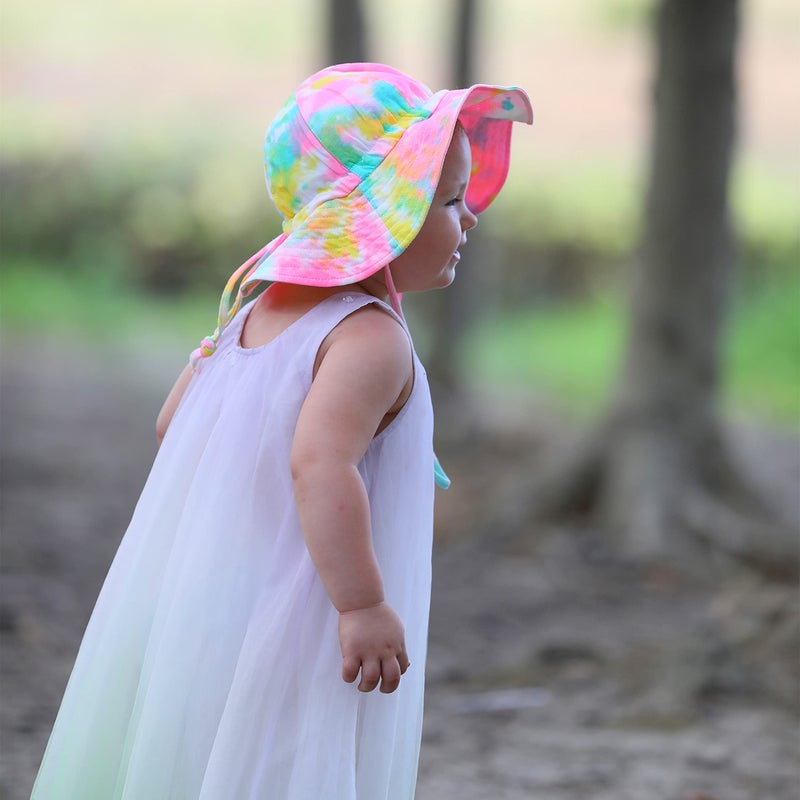 DASMINI Baby&Toddler Girl Tie Dye Wide Brim Adjustable UPF50+ Sun Hats Summer Beach Infant Kids Caps (Tie Dye5, 2-5T) - Image 5